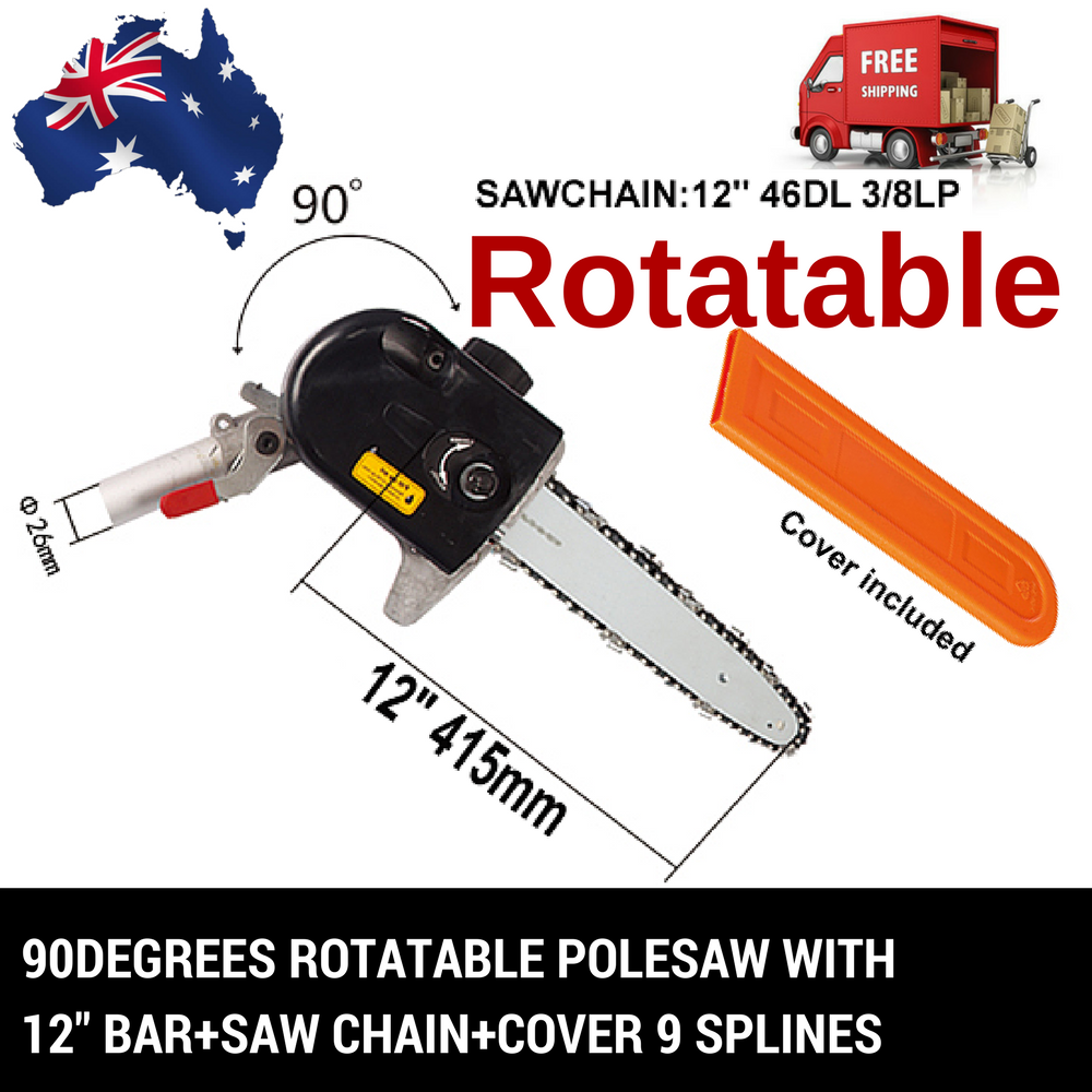 ROTATABLE POLESAW CHAINSAW HEAD W/BAR+CHAIN BRUSHCUTTER FOR BLACK EAGLE OZ STAR