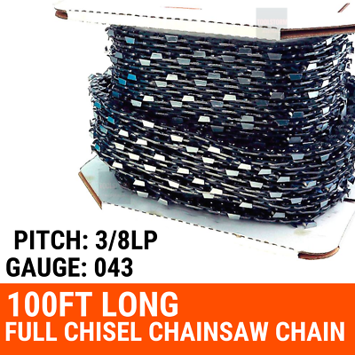 100ft Roll of Chainsaw Chain 3/8LP 043 Picco FULL Chisel Fit RYOBI SHINDAIWA ...