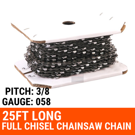 25ft Roll of Chainsaw Chain 3/8 058 FULL Chisel Fit RYOBI SHINDAIWA ...