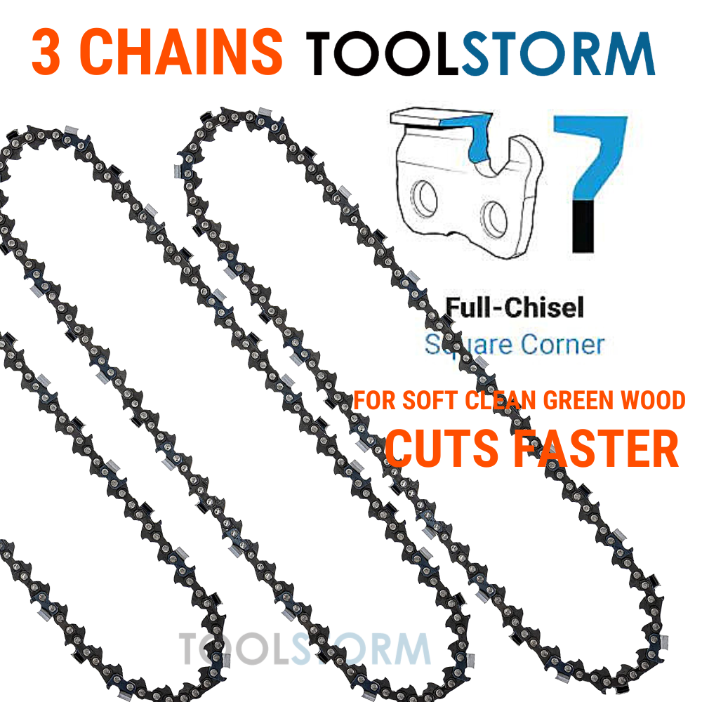 3XChainsaw Chain 18" Full Chisel Fit Baumr-AG SX45 Giantz 18" ROK 45CC