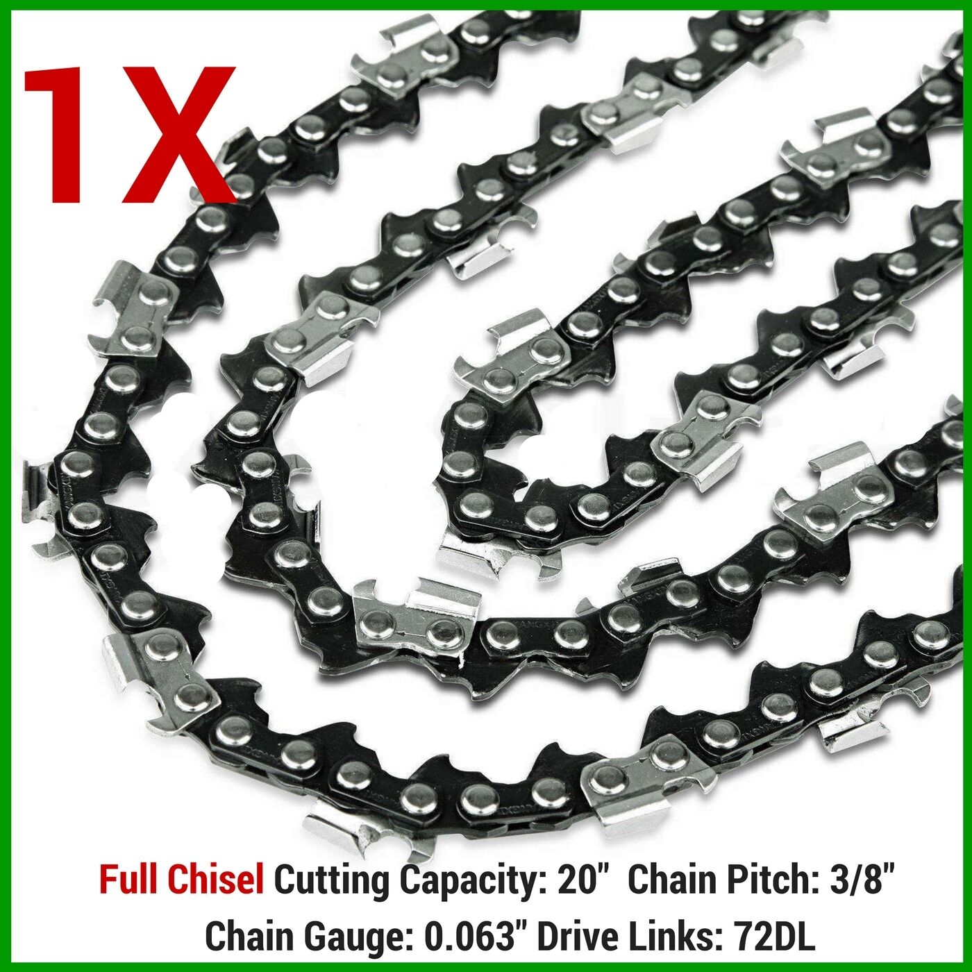 1 x CHAINSAW CHAINS FULL CHISEL 3/8 063 72 DL FOR STIHL 20" TOOLSTORM