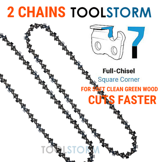 2X Chainsaw Chain Full Chisel Fit Baumr-Ag Giantz ROK PETROL CHAINSAW 16" BAR