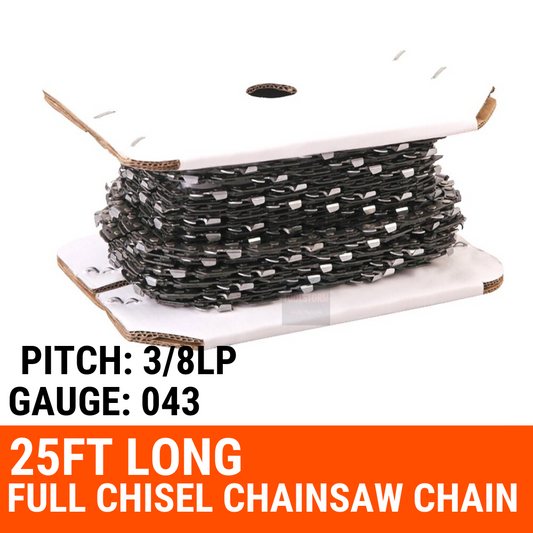 25ft Roll of Chainsaw Chain 3/8LP 043 Picco FULL Chisel Fit RYOBI SHINDAIWA ...