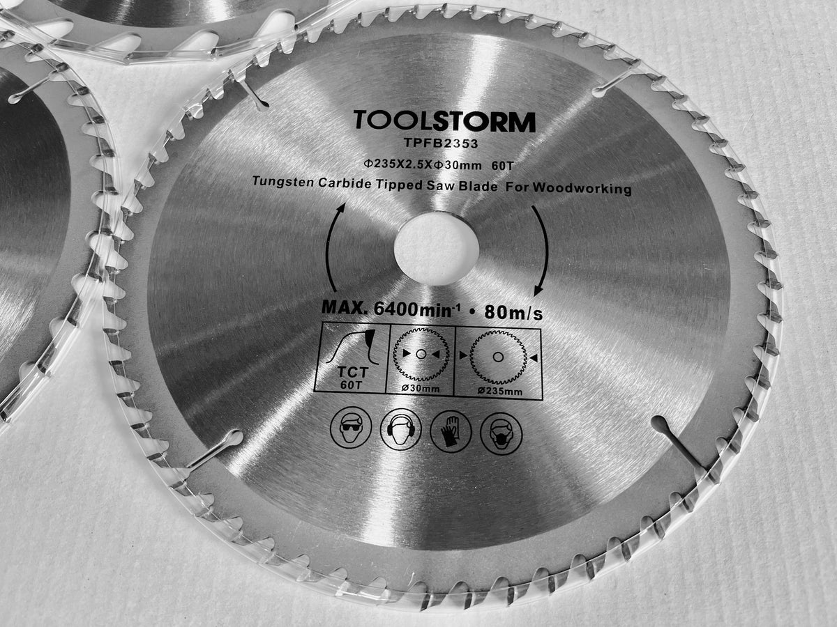 3PC MITRE/DROP SAW/TABLE SAW BLADES 235MM  20T,40T,60T ARBOR 30MM-BUSH25.4/16/10