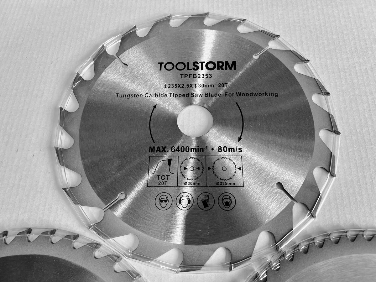 3PC MITRE/DROP SAW/TABLE SAW BLADES 235MM  20T,40T,60T ARBOR 30MM-BUSH25.4/16/10
