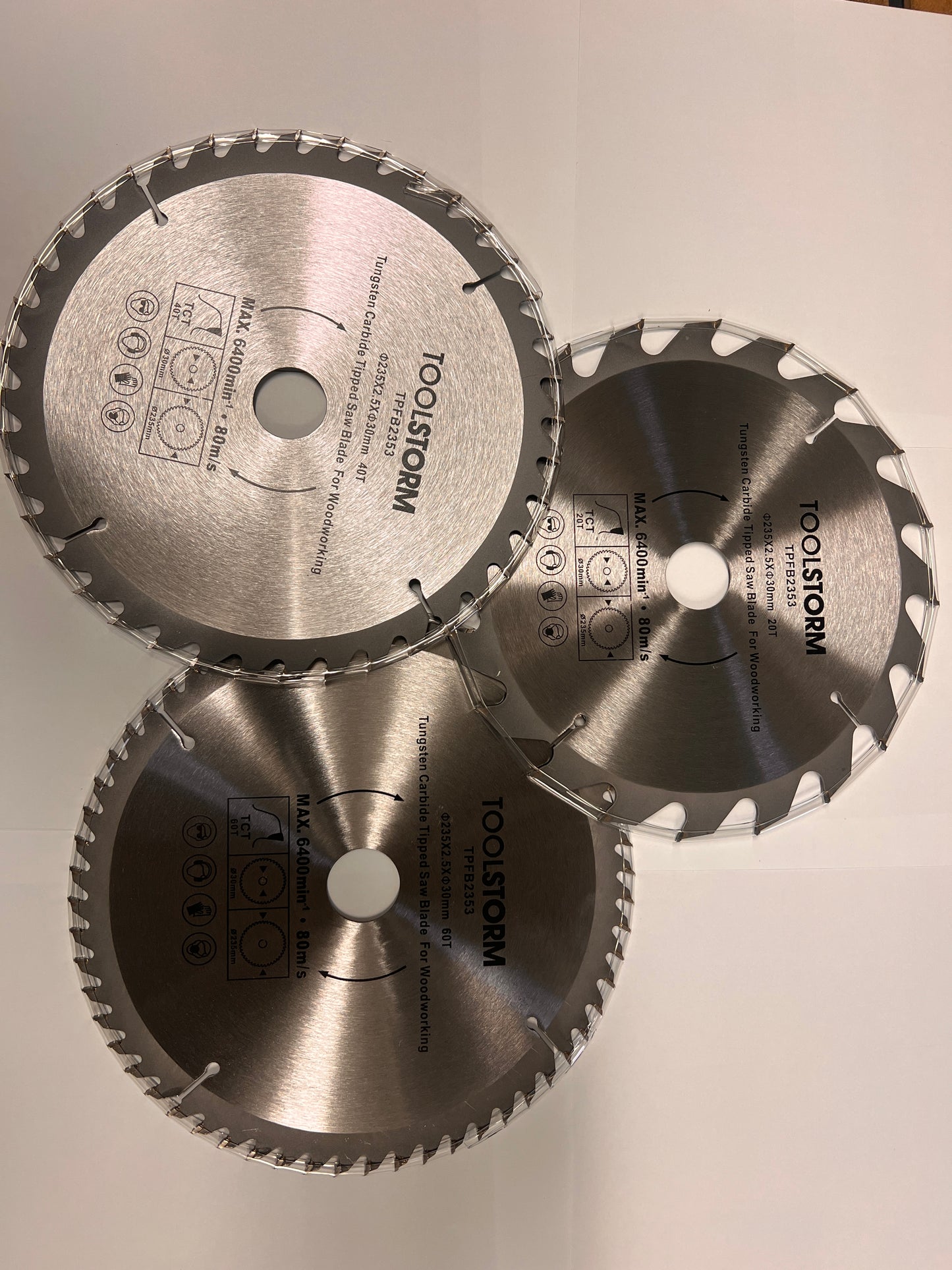 3PC CIRCULAR SAW BLADES 235MM  20T,40T,60T ARBOR 30MM-BUSH25.4/16/10TCT MITRESAW