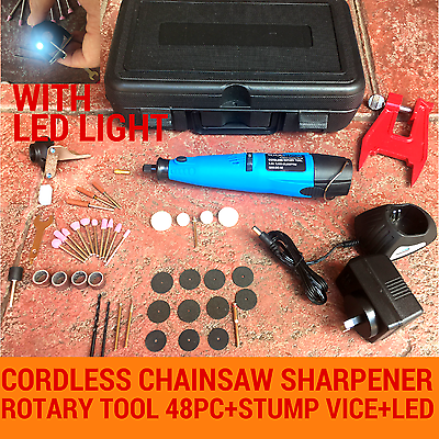 CORDLESS CHAINSAW CHAIN GRINDER SHARPENER ROTARY TOOL 48PC STUMP VISE FIT STIHL