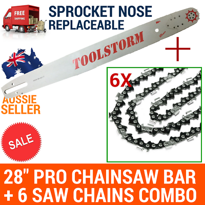 28" PRO CHAINSAW BAR + 6 CHAINS 3/8 058 92DL FOR GIANTZ CHAINSAW 82CC 88CC 92CC