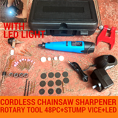 CORDLESS CHAINSAW CHAIN GRINDER SHARPENER ROTARY TOOL 48PC& STUMP VISE HUSQVARNA