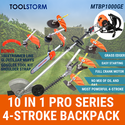 4-STROKE Backpack Chainsaw Hedge Trimmer Grass Edger Brush Cutter WhipperSnipper