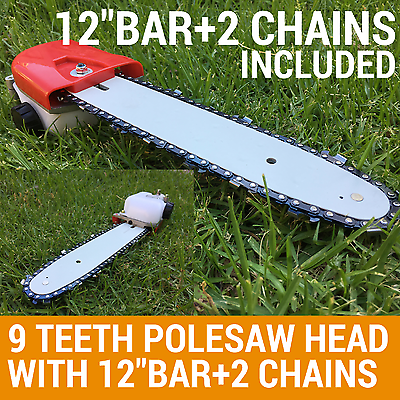 POLE SAW HEAD 12" BAR+2CHAIN FOR ALDI GARDENLINE GARDEN 4 IN 1 PETROL TOOL 47629