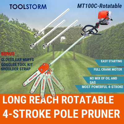 4-STROKE Long Reach Rotatable Pole Chainsaw Petrol Chain Saw Tree Pruner