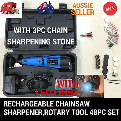 CORDLESS ROTARY TOOL 48PC MINI GRINDER SANDER POLISHER CUTTER DRILL LED LIGHT