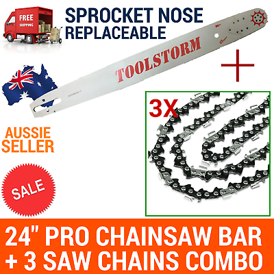 24'' CHAINSAW BAR AND 3 CHAINS FOR Giantz PRO 62CC 24” CHAINSAW .325 058 94DL