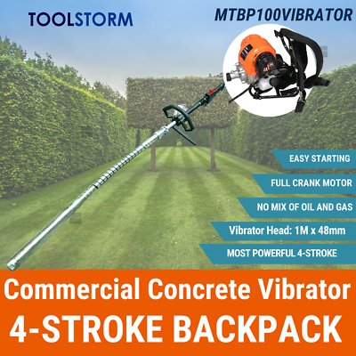 TOOLSTORM 4-STROKE BACKPACK Petrol Commercial Concrete Vibrator 48mm Hard Nose