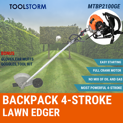 4-STROKE Backpack Petrol Grass Lawn Edger Garden Weed Trimmer Blade Cu ...