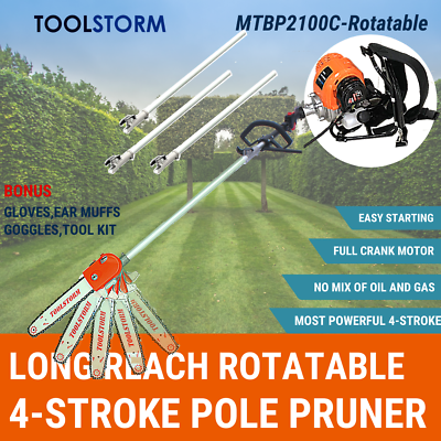 4-STROKE Long Reach Backpack Pole Rotatable Chainsaw Hedge Trimmer Pruner