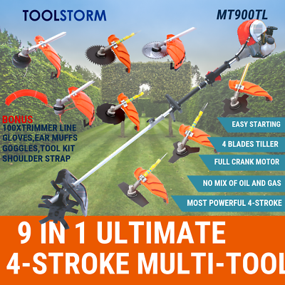 4-STROKE Brushcutter Whipper Snipper Trimmer Cultivator Tiller Multi Tool 4 Tine