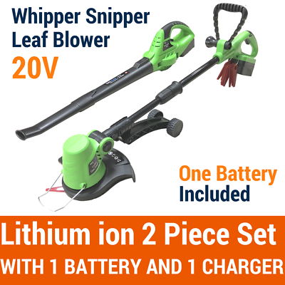 20V Lithium Cordless Leaf Blower Snipper Grass Trimmer 2PC Garden Tool Set