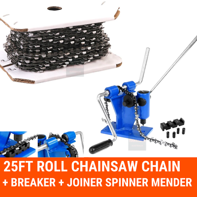 25ft Roll Chainsaw Chain 3/8LP 043 FULL Chisel + Breaker + Joiner Spinner Mender