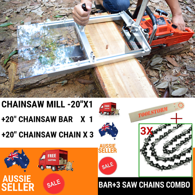 20”  Chainsaw Mill +20” Bar + 3 Chains Kit Fit X-BULL 62CC 75CC CHAINSAW 76dl