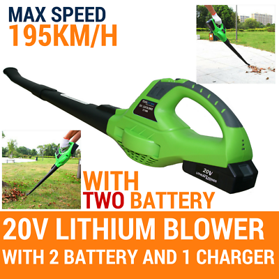 Blower 20v Cordless PRO Leaf Grass Garden Blower 2 Speed, W/2 Battery &1 Charger