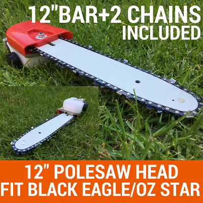 Chainsaw Attachment W/12" Bar+2chain For Pole Chain Saw Fit BLACK EAGLE, OZ STAR