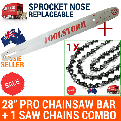 28" PRO REPLACEABLE NOSE BAR & 1 CHAIN 3/8 058 92DL BBT CHAINSAW BBT-CS-75CC