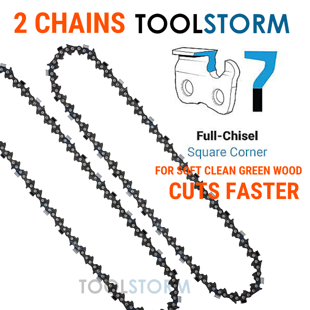 2X Chainsaw Chain  18" Full Chisel 3/8 063 66 DRIVE LINKS