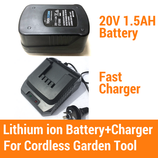 20V Lithium-Ion Battery Spare+Fast Charger Fit Giantz 20V Garden Tools Blower ..