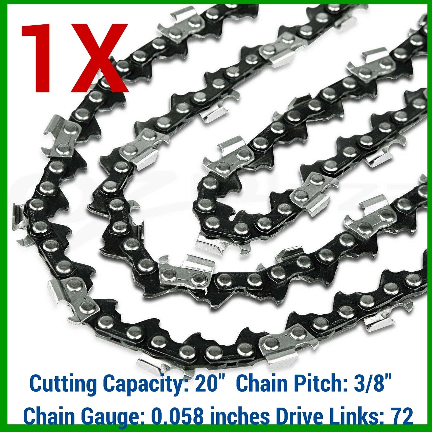1XChainsaw Chain FULL CHISEL 72DL,3/8, 058 Gauge HUSQVARNA 20" BAR - Husky Saw