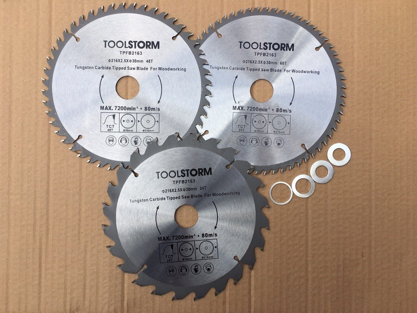 3X216MM Compound Mitre Saw/Table Saw/Drop Saw Blade 24/48/60T 30,25.4,20,16,5/8"