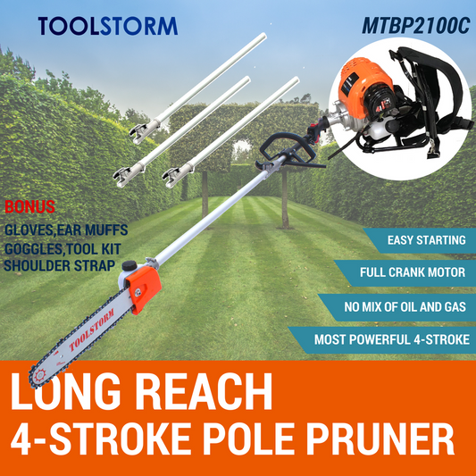 4-STROKE Long Reach Backpack Pole Chainsaw Hedge Trimmer Pruner Cutter Chain Saw