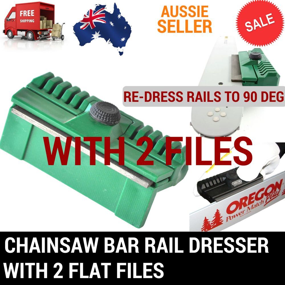 CHAINSAW CHAIN GUIDE BAR RAIL DRESSER FILE REPAIRER TOOL WITH 2 FILES SUITS ALL