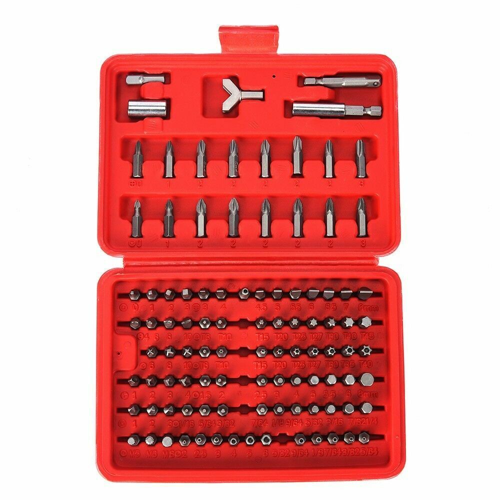 Security Key Bit 100pc Security Bit Set | Metric & SAE Tamper Proof Torx Star Hex Key S ...