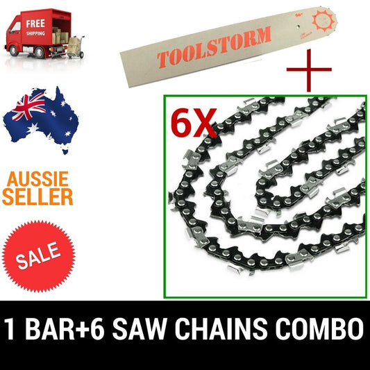 10" BAR & 6 CHAINS COMBO 3/8LP 050 40DL Fit Black Eagle 25.4cc chainsaw CS2030