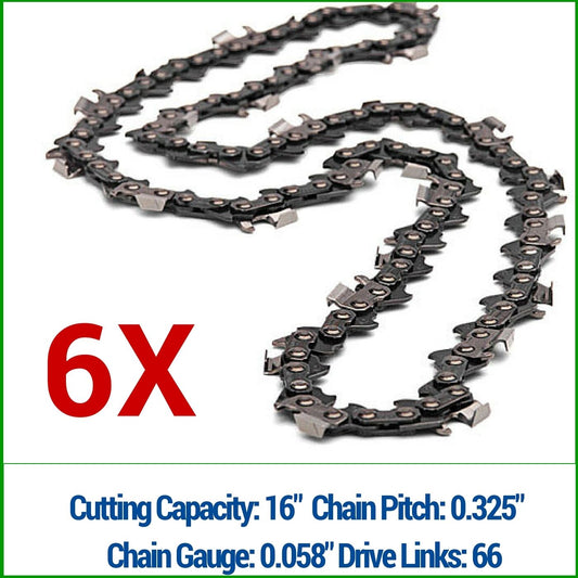 6X CHAINSAW CHAINS 325" 058 66DL 16" BAR  FOR HUSQVARNA 55 350 359 445 450 455