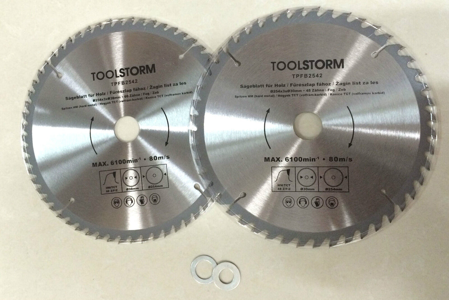2PC Blades 10" 254mm TCT 48T, 60T 30MM BORE FIT BAUMR-AG MITRE SAW DBR-255
