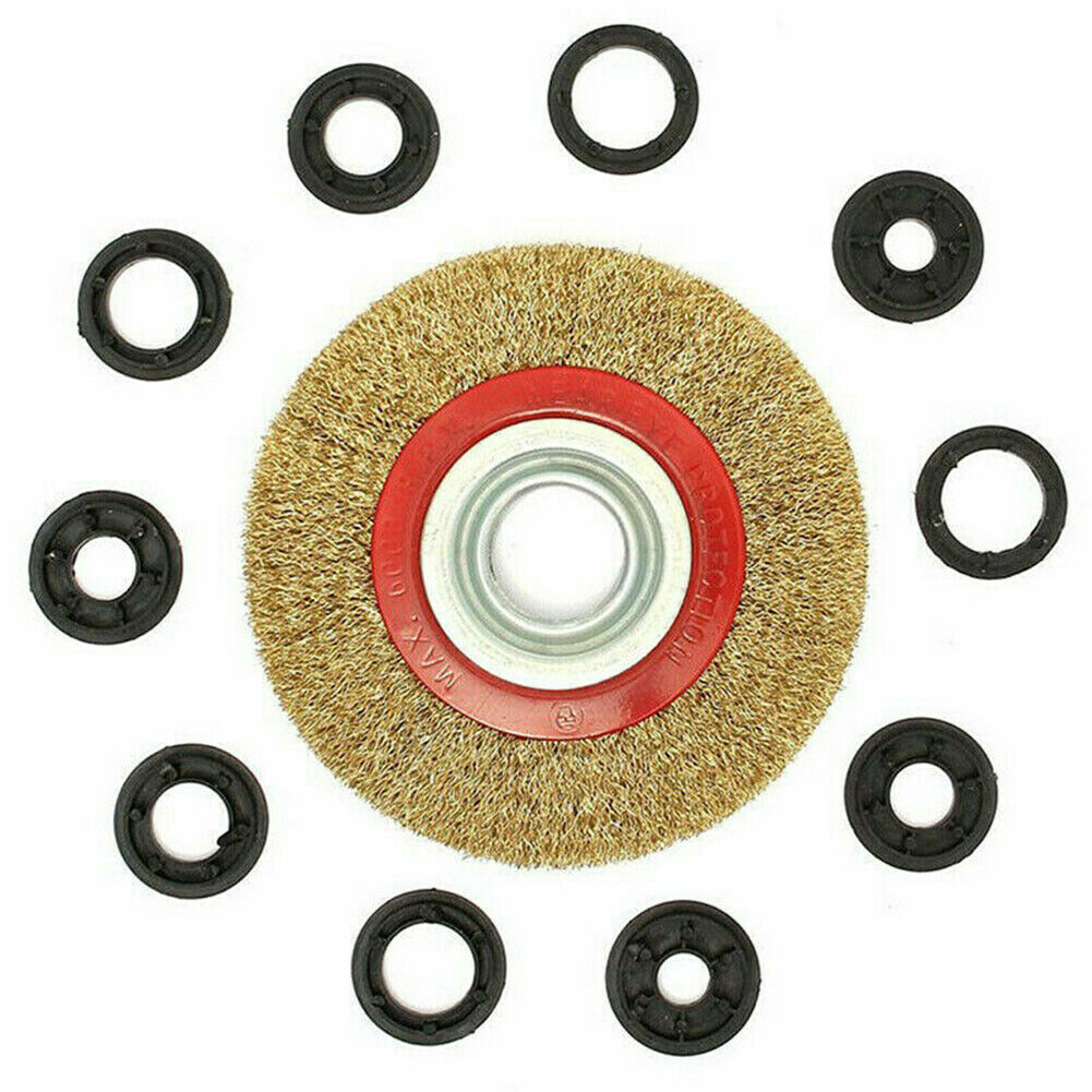 Rust Dirt Polish Brass Plated Steel Wire Brush Wheel 8″ 200mm For Bench Grinder