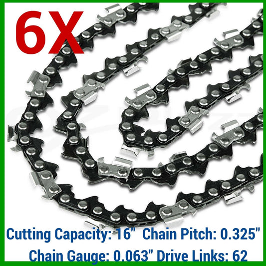 6X CHAINSAW CHAIN 325 063 62DL FOR STIHL 16" MS231 MS231CB-E MINIBOSS WOODBOSS