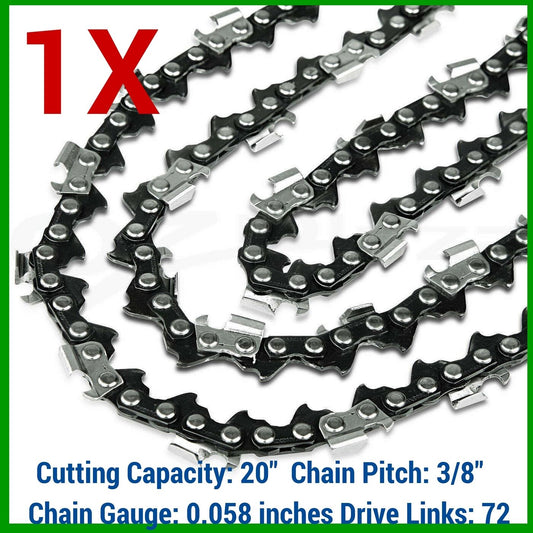 1X CHAINSAW CHAINS SEMI 3/8 058 72DL FOR HUSQVARNA 20" BAR 365 372 455 460 3120