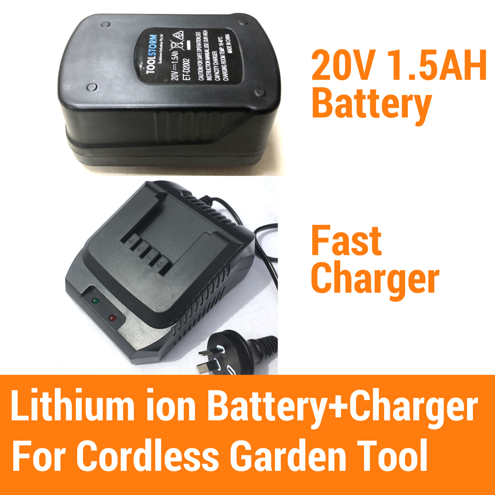 20V Lithium-Ion Battery Spare+Fast Charger Fit TOOLSTORM Garden Tools Blower ...