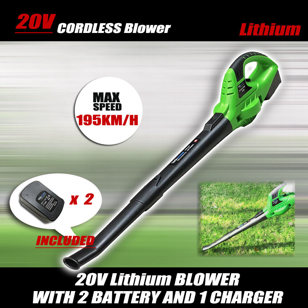 Blower 20v Cordless PRO Leaf Grass Garden Blower 2 Speed, W/2 Battery &1 Charger