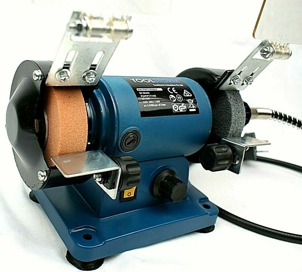 Flexible Shaft Bench Grinder 3" 75mm, 10pc Acc&4 Wheels, Mini Jewelry Polisher