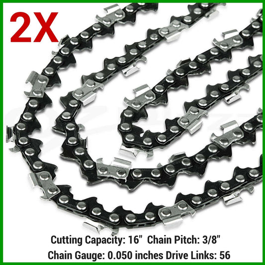 2X PRO CHAINSAW CHAIN 16",56DL,3/8LP,0.050 FITS McCULLOCH HUSQVARNA  WITH 16"BAR