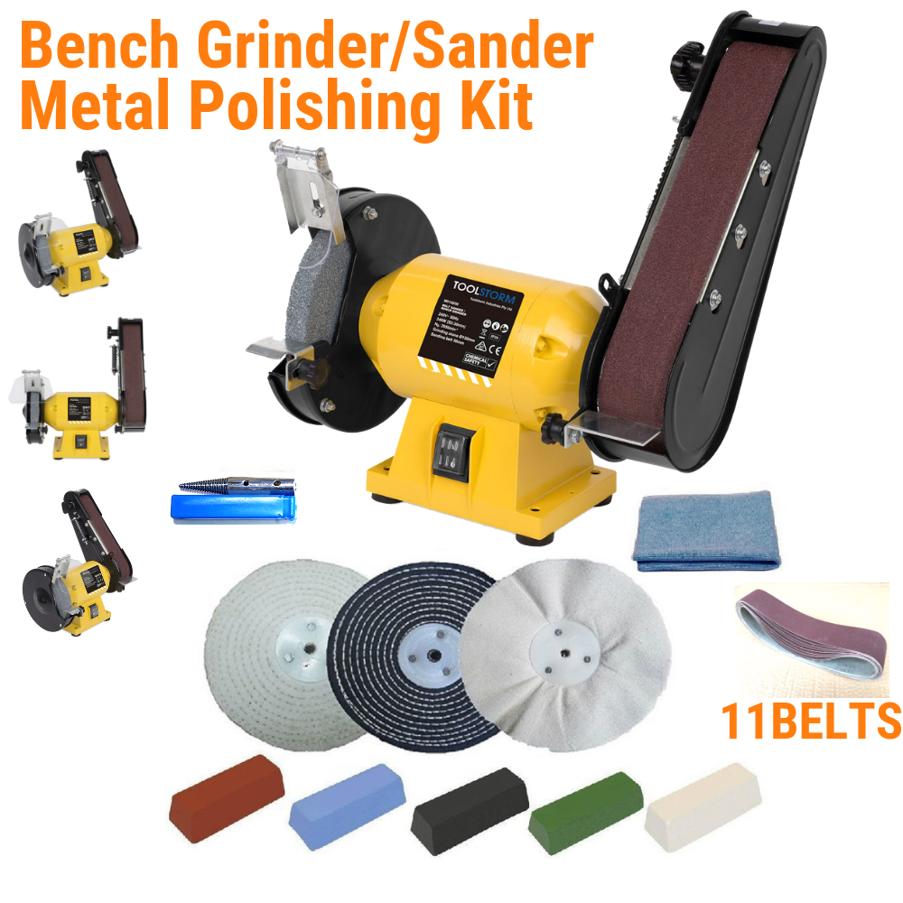 150mm Bench Grinder Linisher Sander with 11 Belts and 6