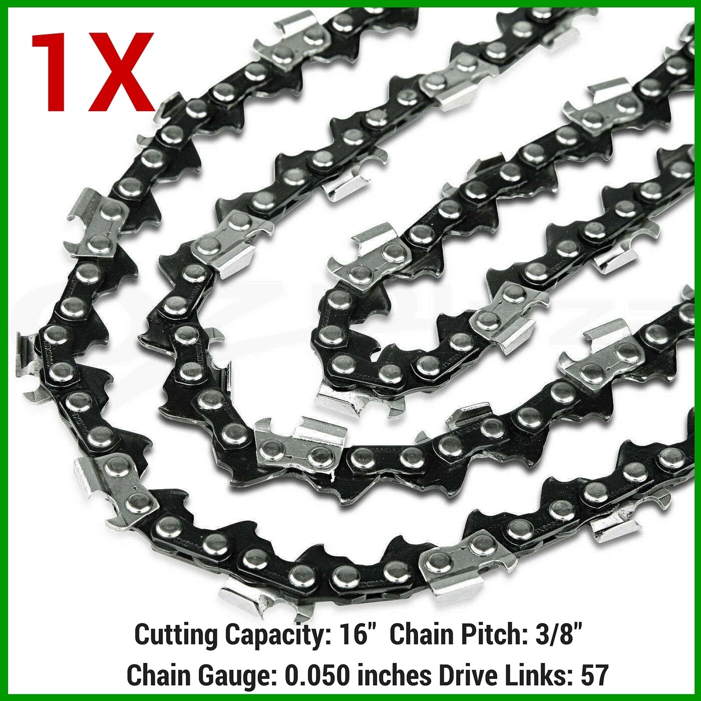 1XChainsaw Chain 16" x 57DL,3/8LP Pitch,0.050 Gauge Suit Baumr-AG/ROK/HUSQVARNA