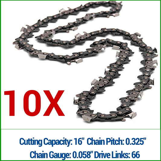 10 x CHAINSAW CHAIN FITS 16" BAR HUSQVARNA JONSERED 66 325 058 SEMI CHISEL