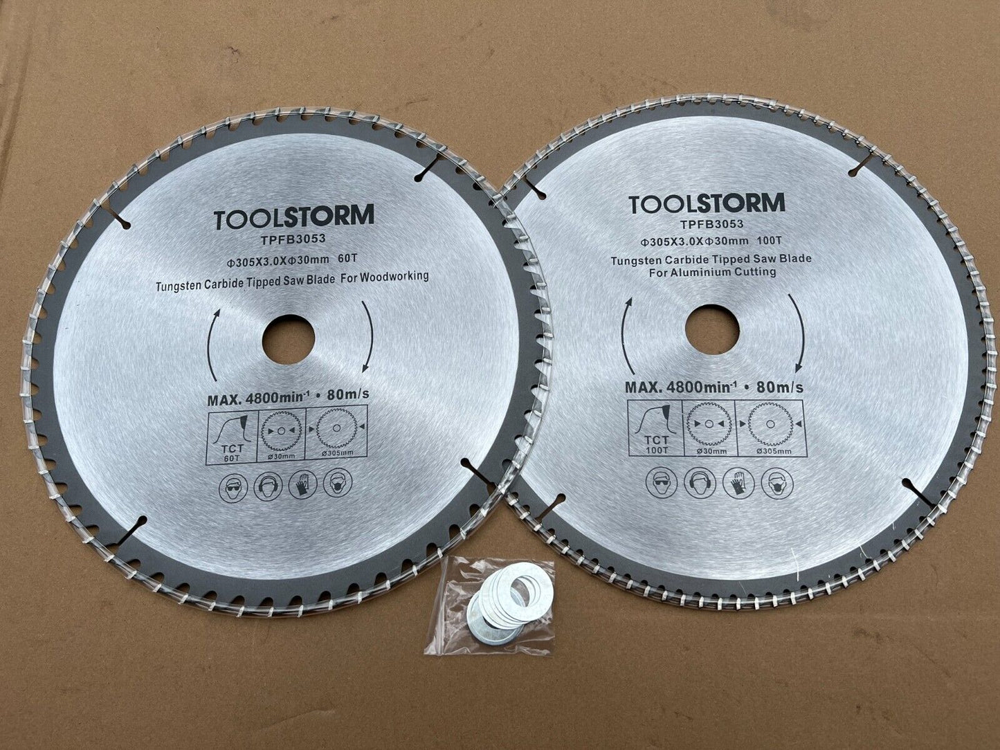 2PC TCT Drop Saw/Compound Mitre Saw Blade 12" 305mm 60T FOR TIMBER 100T FOR Alum