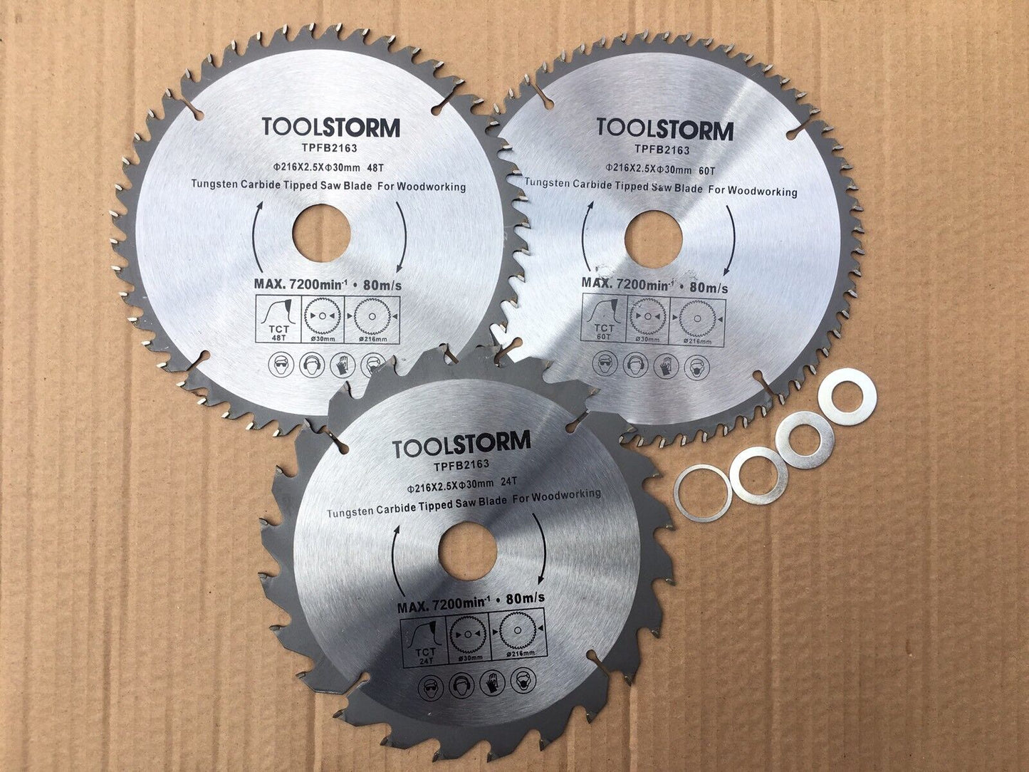 3PC 216MM Circular Saw Blade 24T/48T/60T BORE 30MM With 4 Bush 25.4,20,16mm,5/8"